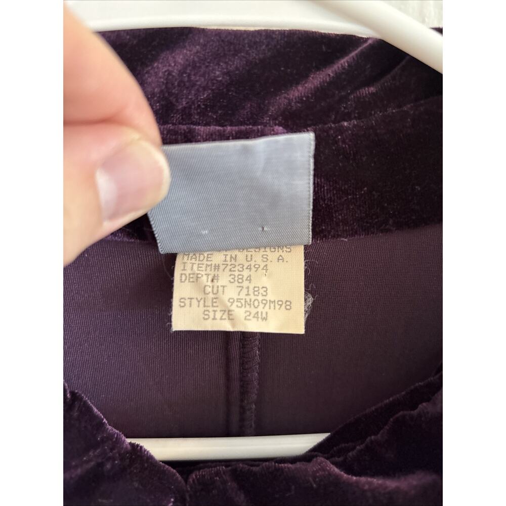 Vintage Rabbit Rabbit Rabbit Designs - Purple Velvet Long Button Down Size 24W - Picture 3 of 7